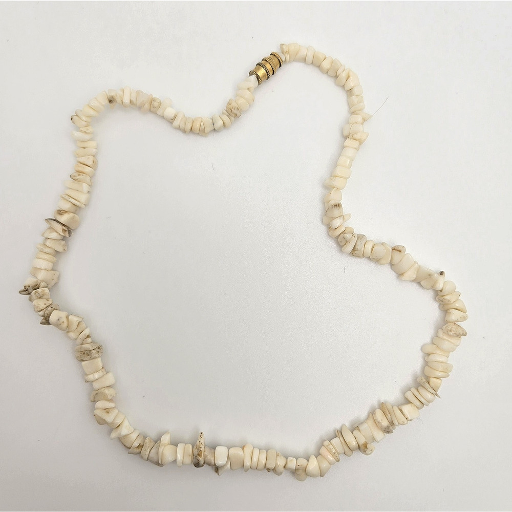 Vintage Shell Necklace White Coral Natural Beads Surfer Beach Tropical Boho 16" - Picture 12 of 12